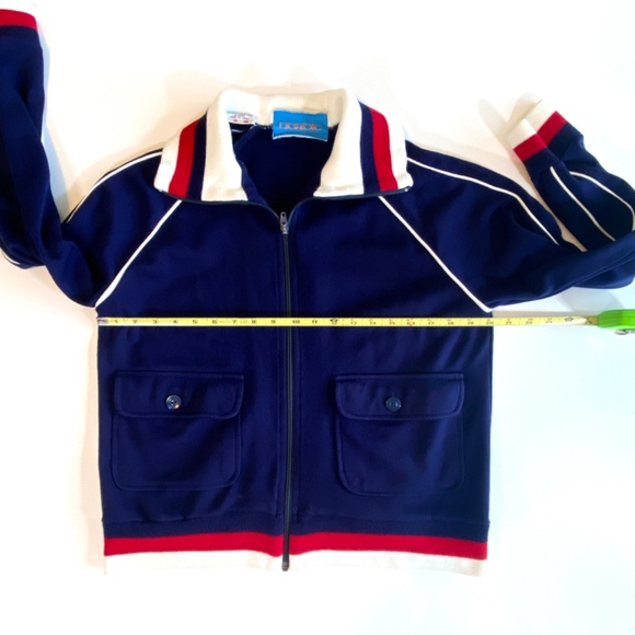 Vintage 70s Nordic Zip Up Sweater Jacket Navy Red White Retro Preppy Chaletcore - Picture 10 of 12